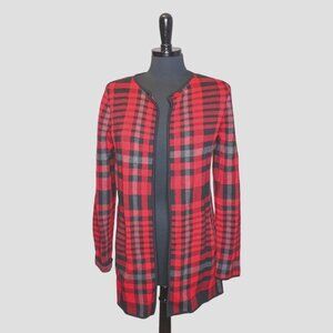 Talbots  Heavy Knit Plaid Cardigan Sweater Coat XL